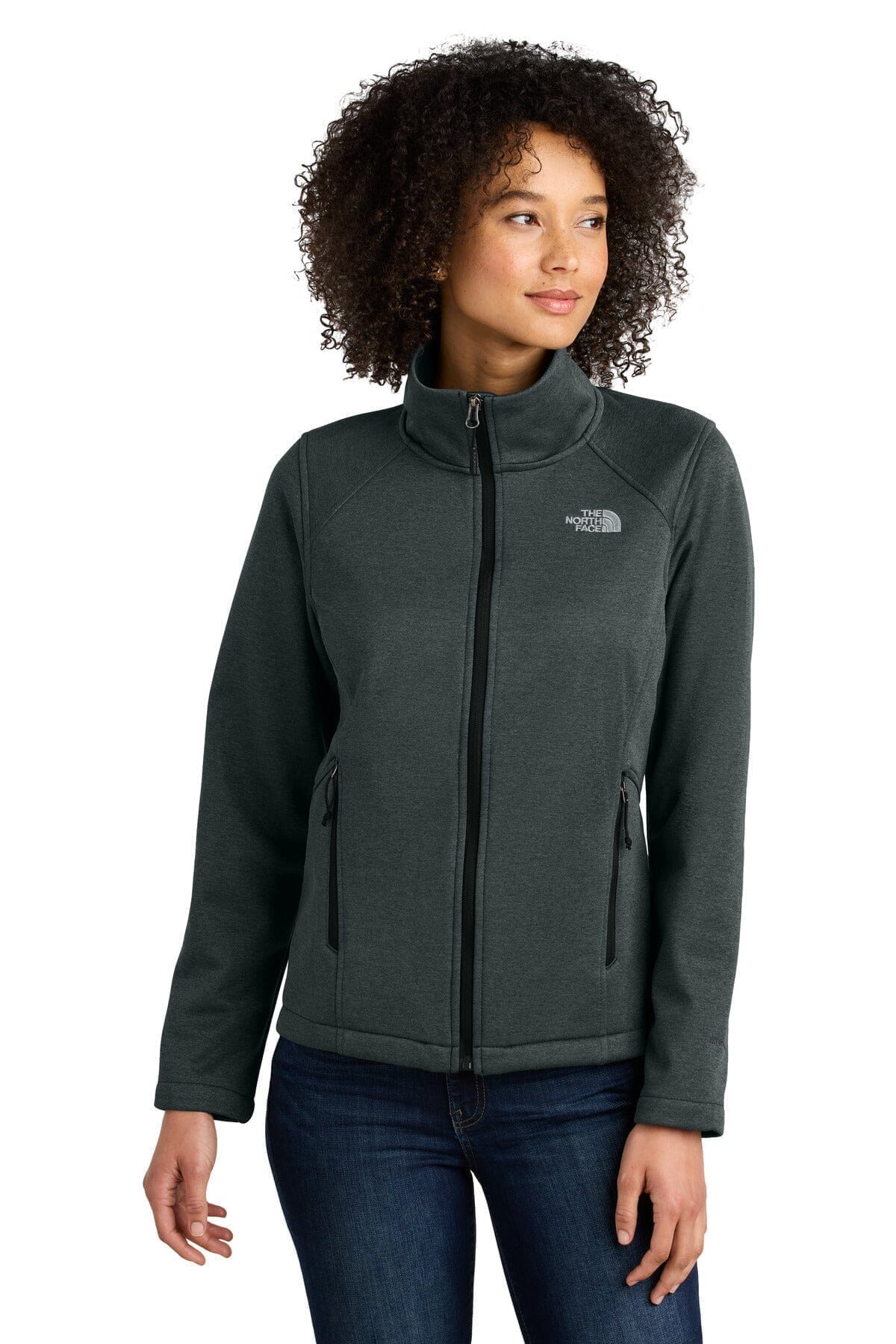 The North Face Damen-Softshelljacke mit Brustlogo und Ridgewall-Design Edelherr The North Face Dunkelgrau meliert S