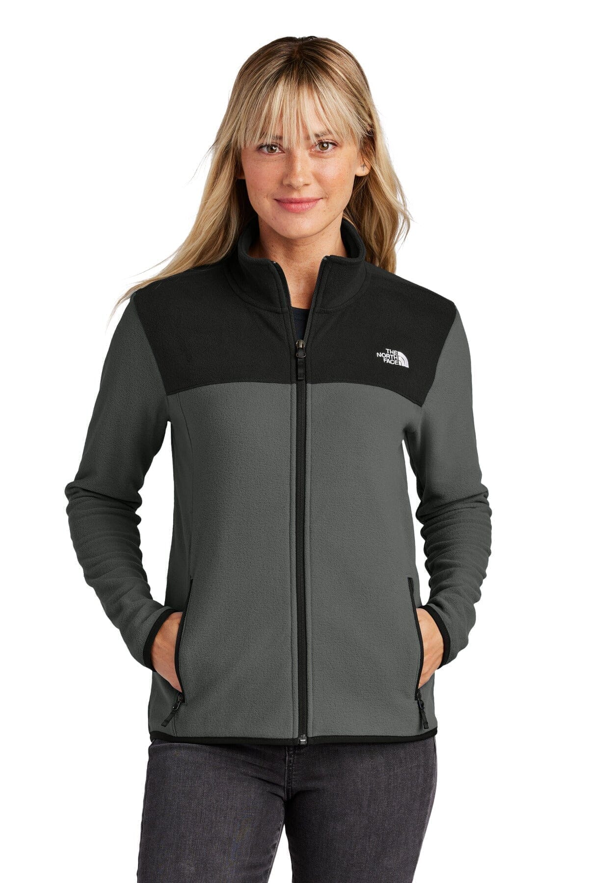 The North Face Damen-Fleecejacke „Glacier“ mit durchgehendem Reißverschluss Edelherr Asphaltgrau/ The North Face Schwarz S 