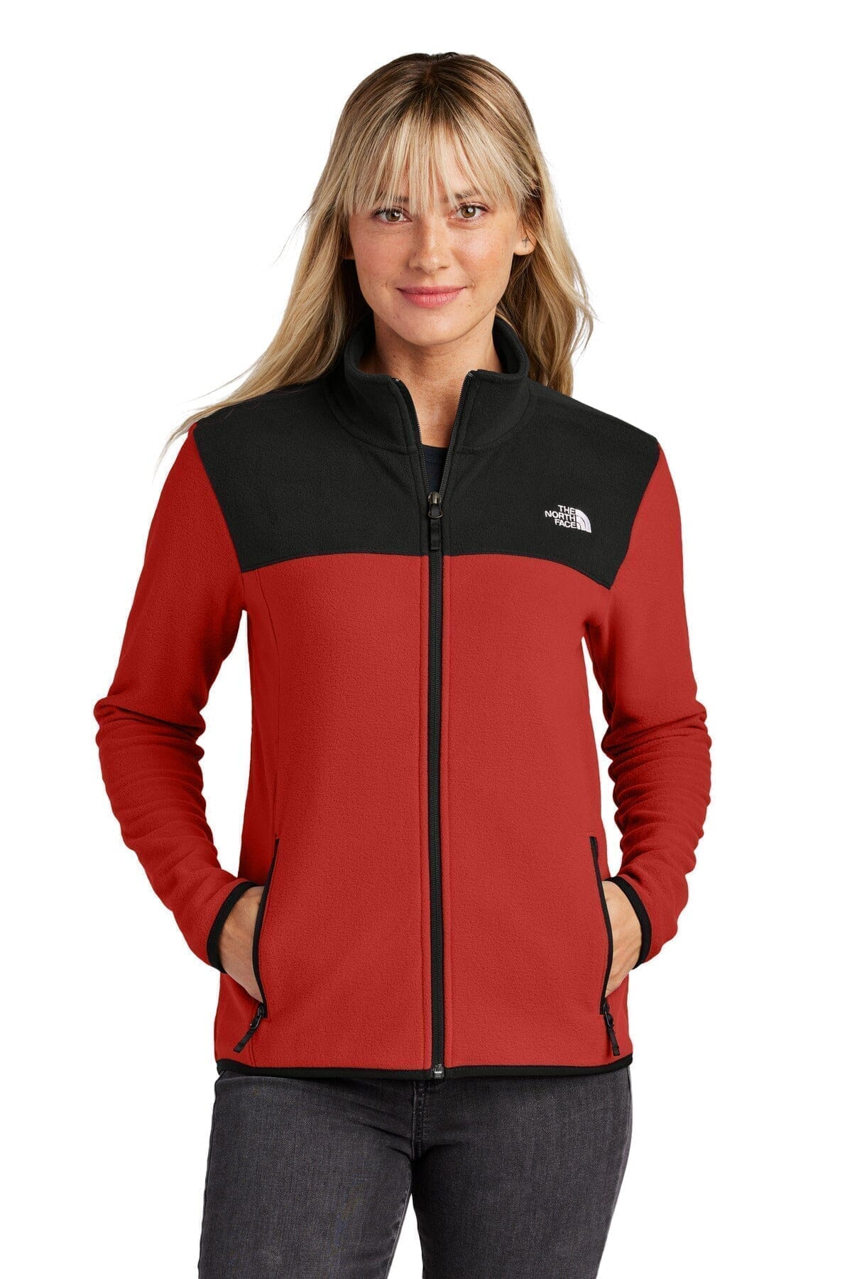 The North Face Damen-Fleecejacke „Glacier“ mit durchgehendem Reißverschluss Edelherr Rage Red / The North Face Black S 